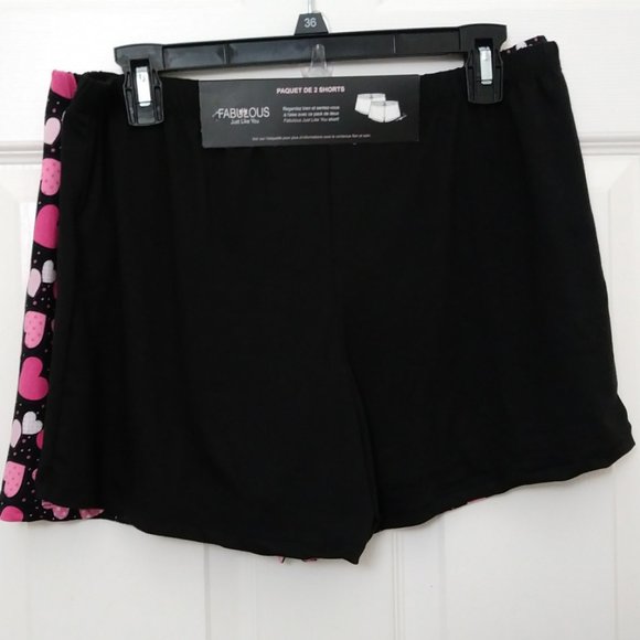 Fabulous Just Like You 2 Pk. Sleep Shorts Black with Hearts & Black - Picture 5 of 14